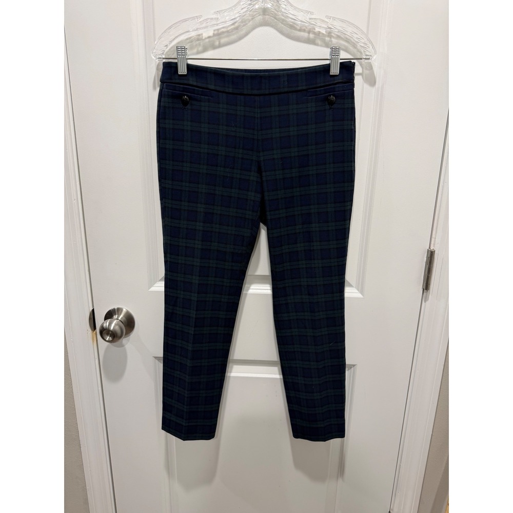 Banana Republic Womens Sloan Tartan Plaid Pants Navy Green 2P